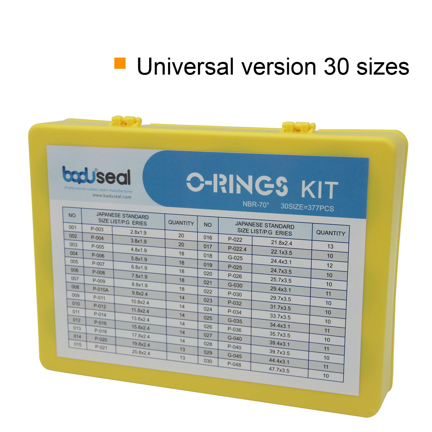 O Ring Kit 377pieces Tools 30SAE Rubber O Ring Assortment O Ring Set O Rings