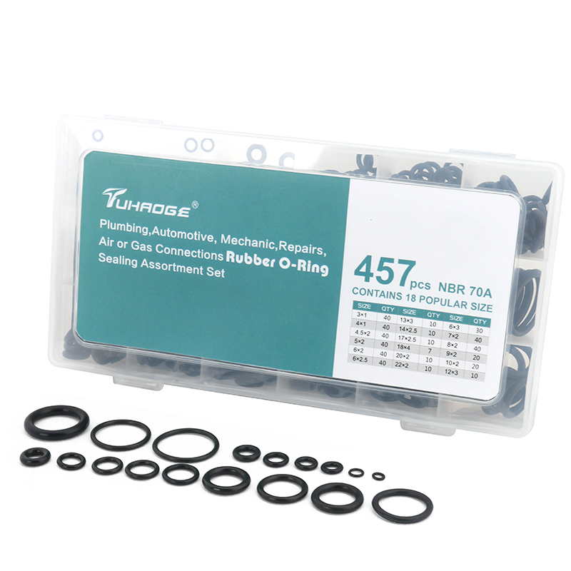 O Ring kit 457 Pcs Hydraulic o Rings 18 Size O Ring Assortment Rubber O-Ring Gasket Assortment Kit