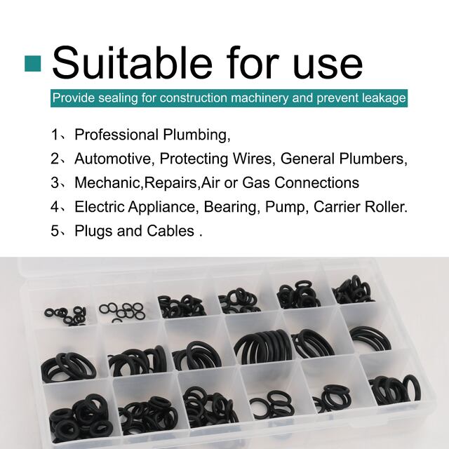 O Ring kit 457 Pcs Hydraulic o Rings 18 Size O Ring Assortment Rubber O-Ring Gasket Assortment Kit