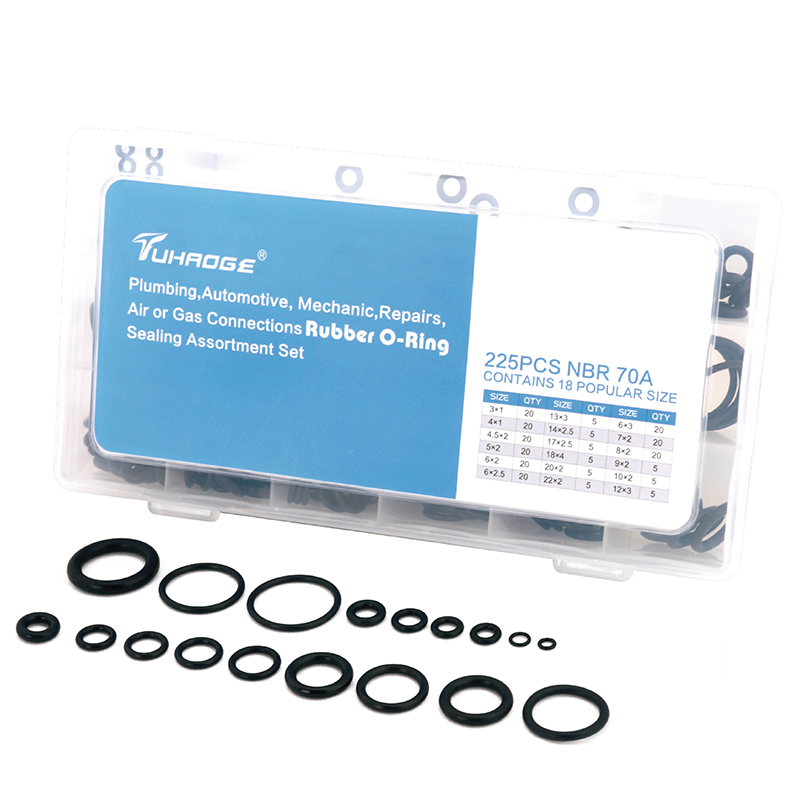 O Ring kit Hydraulic o Rings 18 Size O Ring Assortment Rubber O-Ring Gasket Assortment Kit (225PCS)