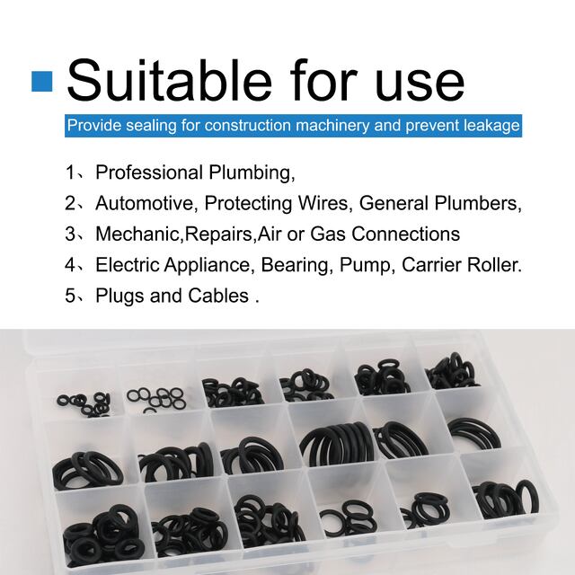 O Ring kit Hydraulic o Rings 18 Size O Ring Assortment Rubber O-Ring Gasket Assortment Kit (225PCS)