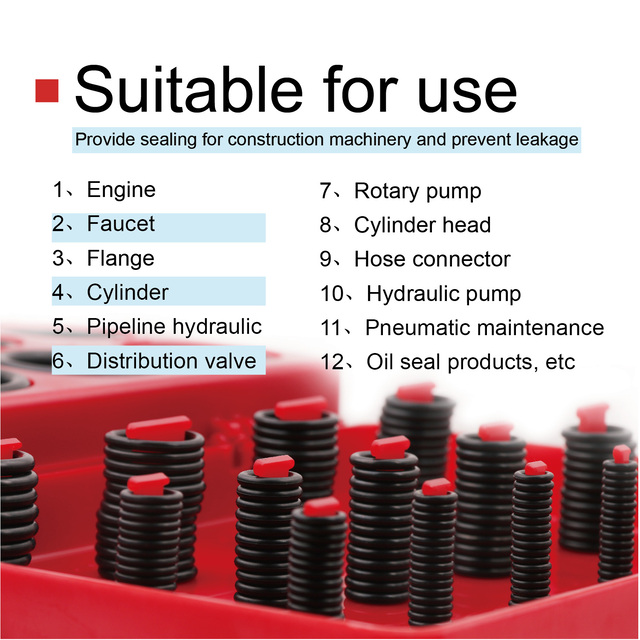 O ring kit AS568 Standard Series 382Pcs Hydraulic o rings 30 Size O Ring Assortment