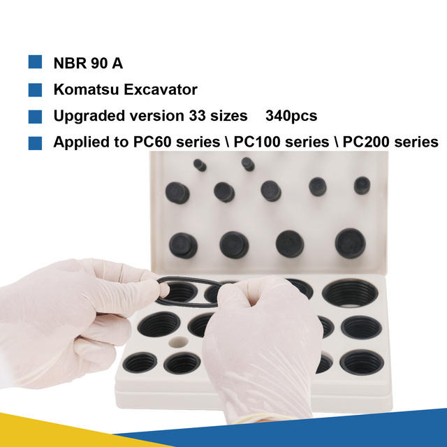 O Ring Kit Komatsu Excavator Tools 340 Piece Rubber O Ring Assortment Kit - 33SAE Sizes Hydraulic O Rings O Ring Set
